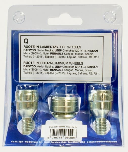 Pernos de rueda antirrobo Cora Serie 4 modelo Q
