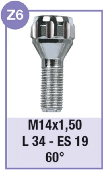 Cora Serie 4 bulloni antifurto per ruote modello Z6