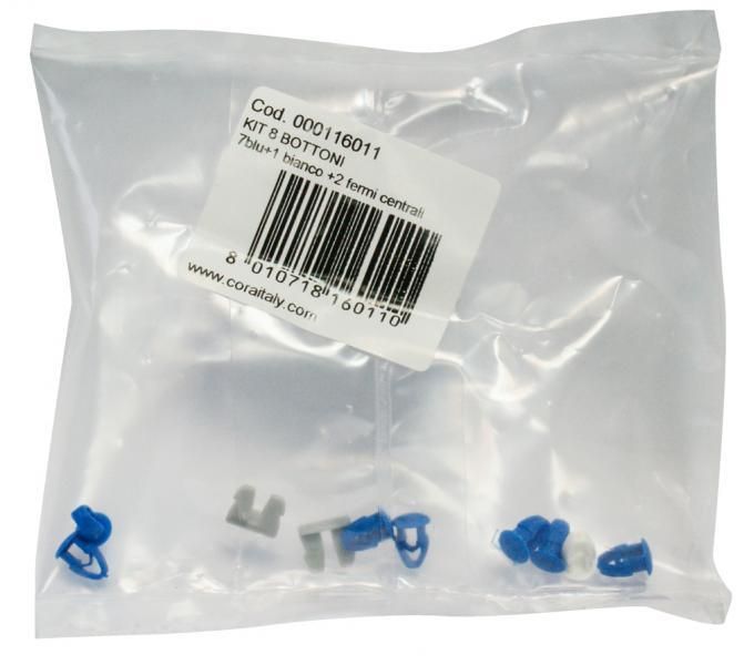 Cora Kit 8 bottoni+2 agganci centrali fissaggio targa