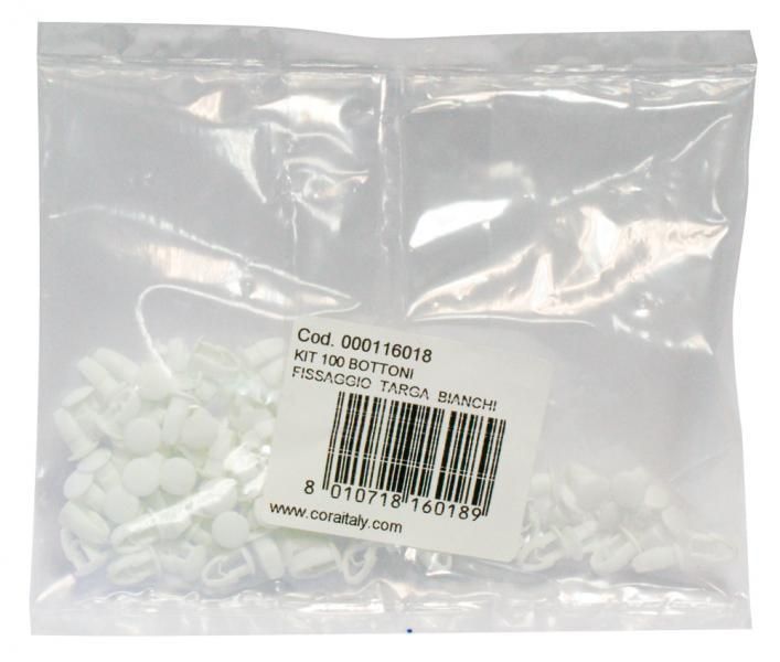 Cora Kit 100 weiße Kennzeichenbefestigungsknöpfe