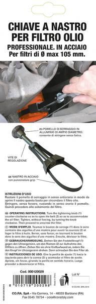 Llave de filtro de aceite ajustable Cora