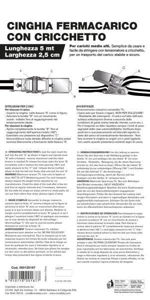 Cora Cinghia fermabagagli con cricchetto 500 cm