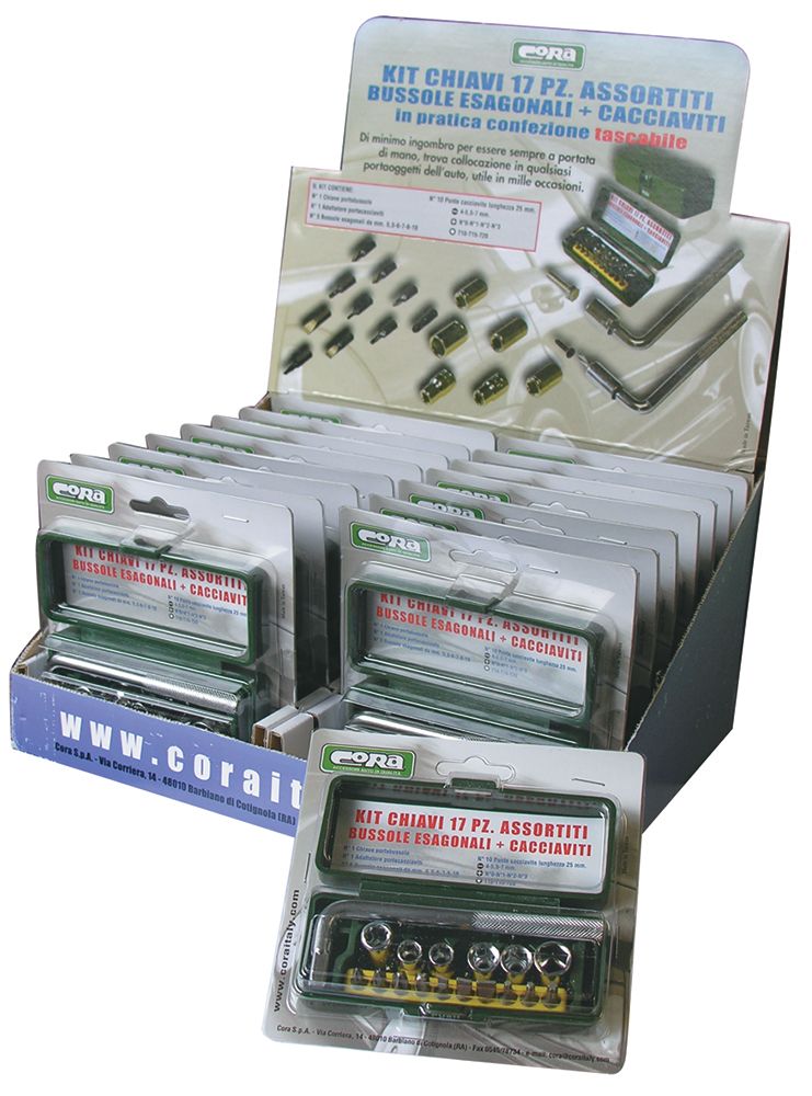 Cora 17-piece socket and screwdriver kit