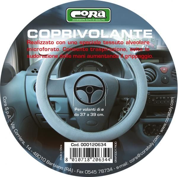 Funda de volante de tela gris Cora