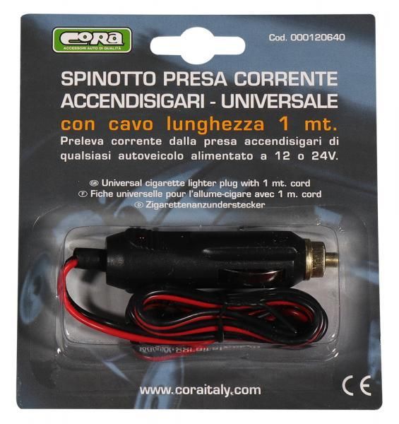 Cora 12/24V Zigarettenanzünderstecker mit 1 m Kabel