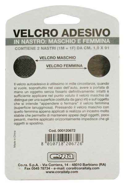 CORA Velcro Adesivo in Rotolo 1,9 x 91 cm