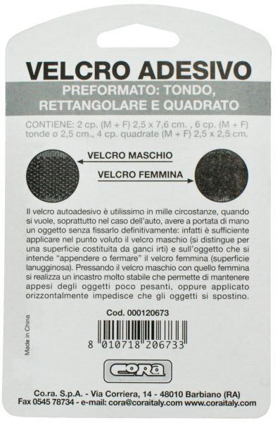 CORA Velcro Adesivo Preformato - Conf. da 12 coppie