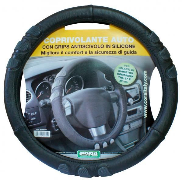 Cora Fabric Steering Wheel Cover with Non-Slip Silicone Grips