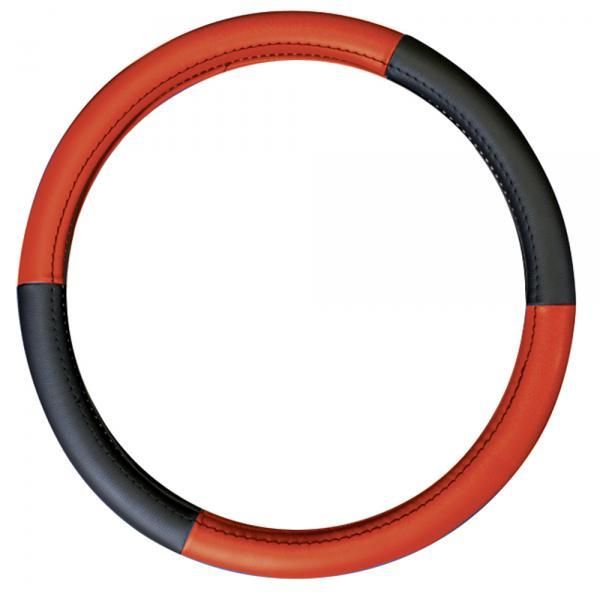 Cora Lenkradbezug aus schwarzem/rotem Kunstleder