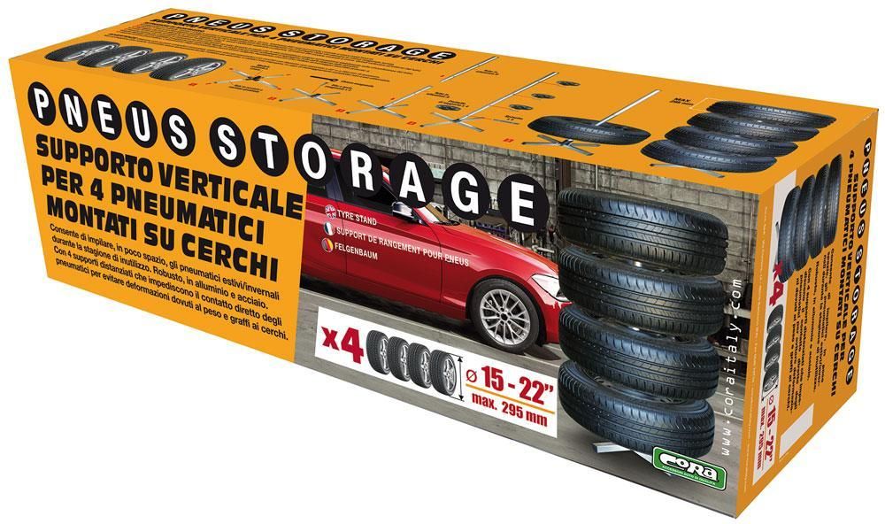 Soporte vertical Cora para 4 ruedas de 15 a 22 pulgadas