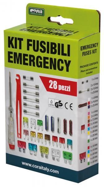 Kit de fusibles de emergencia Cora de 28 piezas surtidas