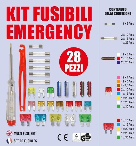 Kit de fusibles de emergencia Cora de 28 piezas surtidas