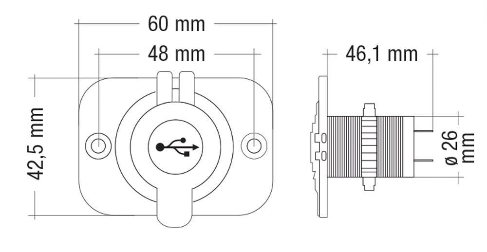 Toma USB doble Cora 5 V/1 A - 5 V/2,1 A
