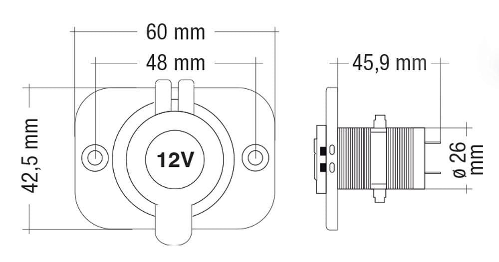 Toma de corriente Cora de 15 A/12 V a 10 A/24 V