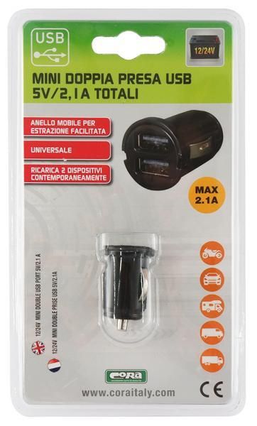 Cora Mini doppia presa USB 5V/2.1A