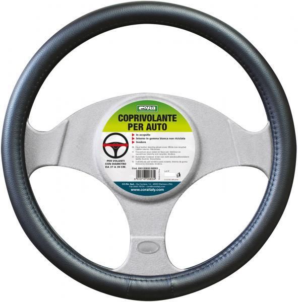 Cora Black Faux Leather Steering Wheel Cover