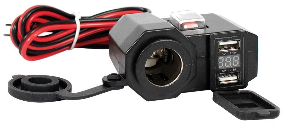 Cora 12V-Steckdose + 2 USB-Anschlüsse + Voltmeter