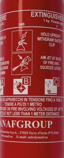 Cora Estintore 1 kg a polvere ABC con supporto e manometro