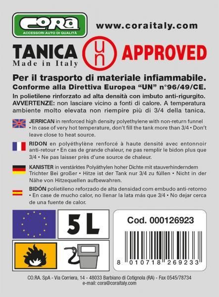 Cora 5 litre UN approved plastic canister