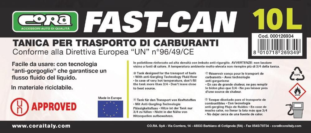 Cora Fast-Can tanica 10 l omologata UN