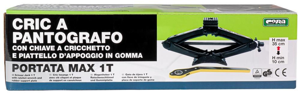 Cora Cric a pantografo 1 t con chiave a cricchetto
