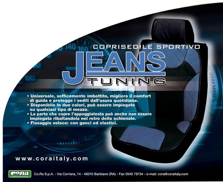 Cora Universal Front Seat Cover Jeans Tuning Grey/Black