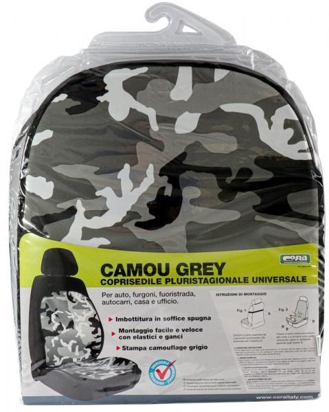 Funda universal para asiento delantero Cora, color gris camuflaje