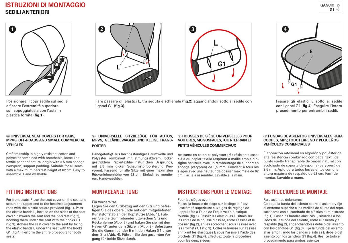 Cora Universal-Vordersitzbezüge Tanga Textilpapier