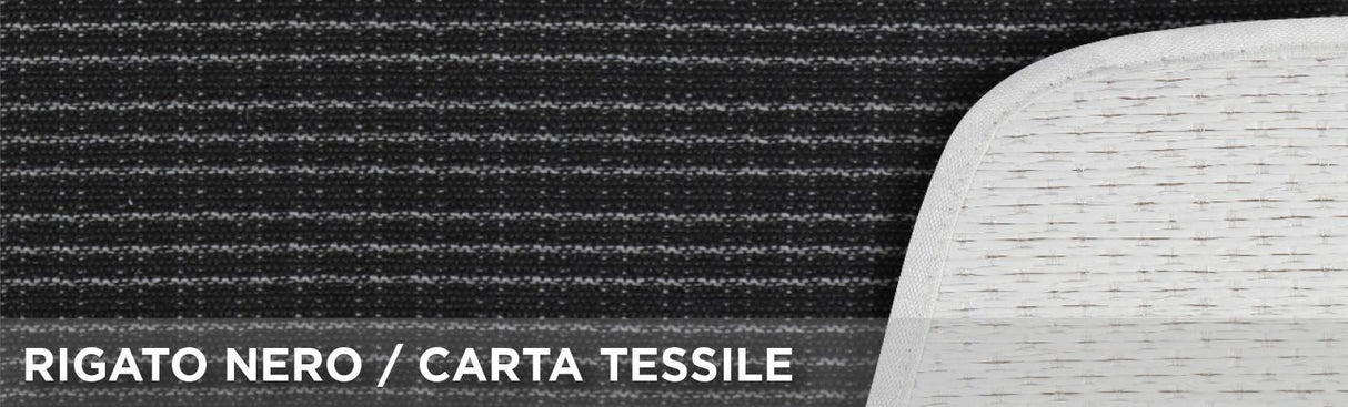 Cora Coprisedili anteriori universali Tanga Doubleface Rigato nero/carta tessile