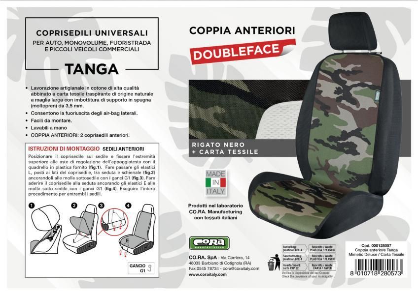 Cora Coprisedili anteriori universali Tanga Doubleface mimetic deluxe/carta tess
