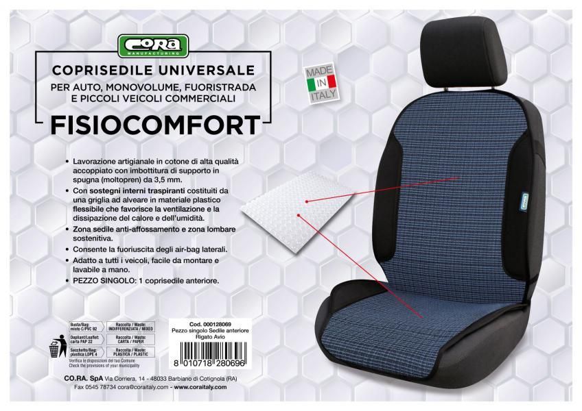 Cora Coprisedile anteriore universale Fisiocomfort tessuto Rigato avio