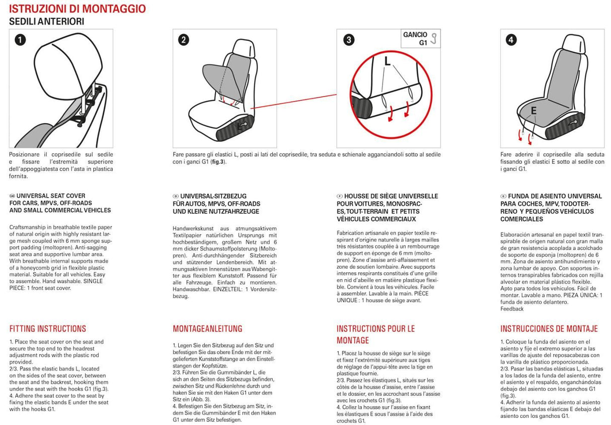 Cora Coprisedile anteriore universale Fisiofresh bermuda grigio