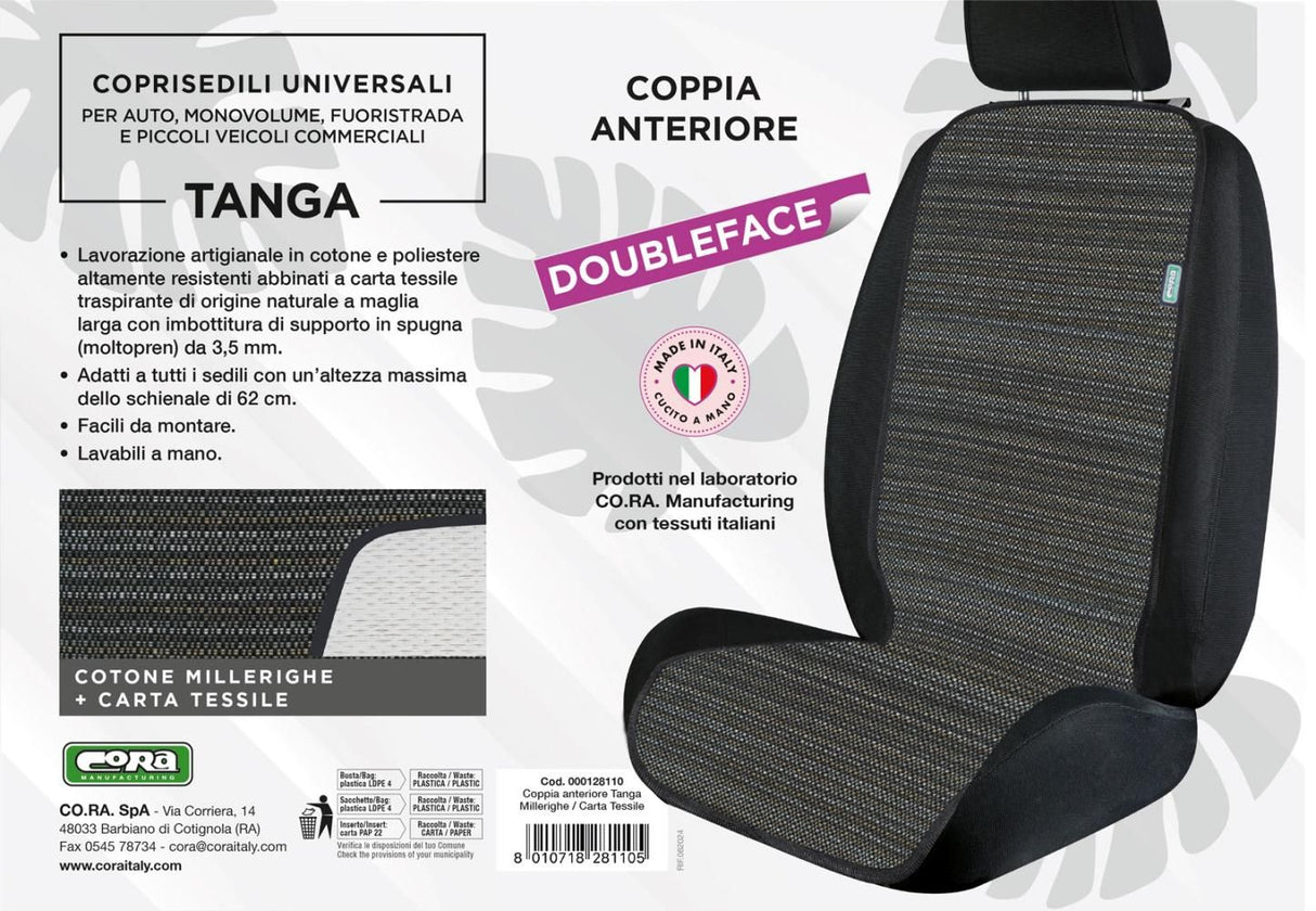 Cora Coprisedili anteriori universali Tanga Doubleface cotone millerighe/carta
