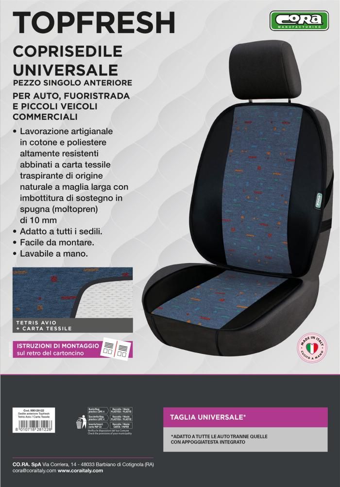 Cora Coprisedile auto anteriore universale Topfresh tetris avio/carta tessile