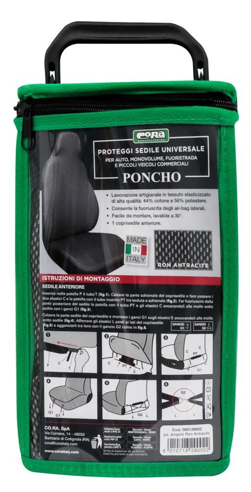 Funda de asiento delantero Poncho elástico Mezcla de algodón Antracita Cora
