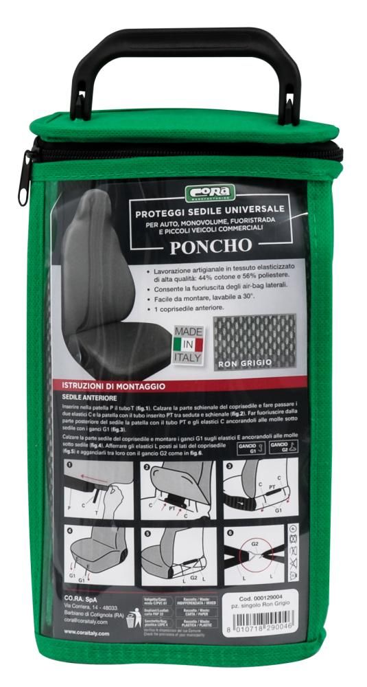 Poncho Cora para asiento delantero, mezcla de algodón elástico, color gris polvoriento