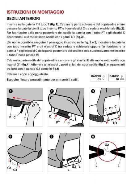 Cora Coprisedili anteriori Espresso Deluxe tg. media tessuto cotone trapuntato avio