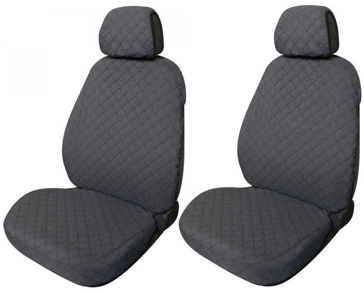 Fundas de asiento Cora Complete Series Espresso Deluxe, tamaño grande, traseras, de longitud completa, tela de algodón acolchada, color antracita