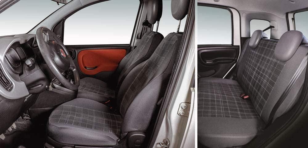 Cora Komplettes Set maßgefertigter Sitzbezüge für Fiat Panda ab 2012, 4 Rücksitze, durchgehend, grau/bleifarbenes Tartan-Baumwollmischgewebe
