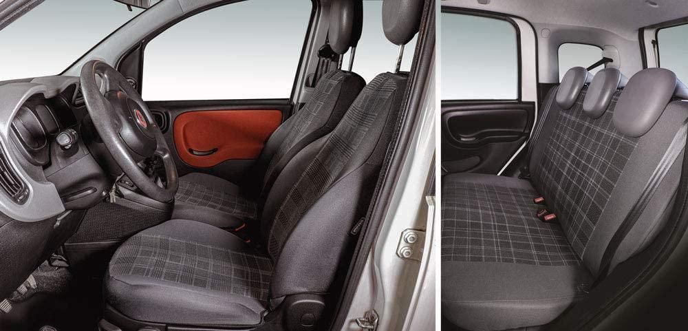 Cora Complete set of custom seat covers for Fiat Panda 12> 5 rear seats, full-length, grey/lead tartan cotton blend fabric
