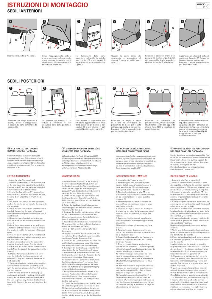 Cora Komplettes Set maßgefertigter Sitzbezüge Fiat Panda 12> 5 Rücksitze geteilt