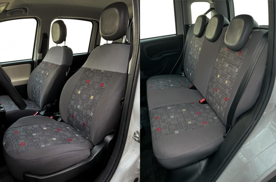 Kompletter Satz maßgefertigter Sitzbezüge für Fiat Panda ab 2012, 5 Sitze, Cora Grau