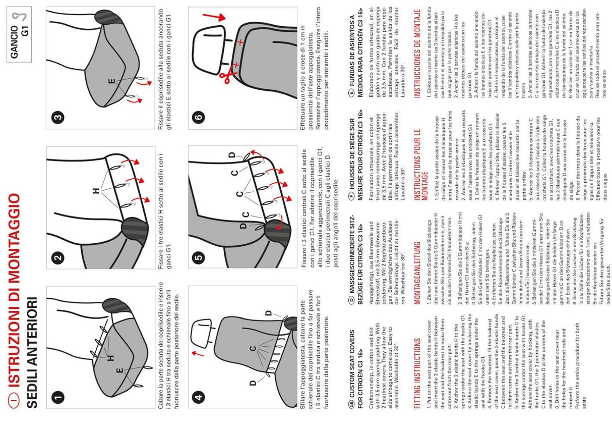 Cora Coprisedili anteriori personalizzati CITROEN C3 16> millepunti antracite