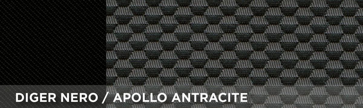 Fundas de asientos delanteros Cora Fast&Smart, tamaño especial, tejido de mezcla de algodón antracita/negro