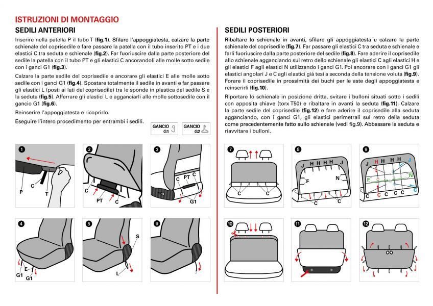 Cora Complete set of custom seat covers for Fiat Panda 03> 4 rear seats, full quilted cotton fabric, aviation blue