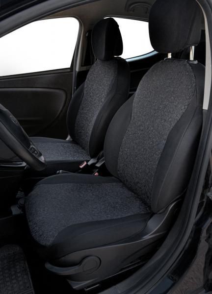 Cora Serie completa coprisedili personalizzati Lancia Ypsilon 11> tessuto misto cotone nero/antracite