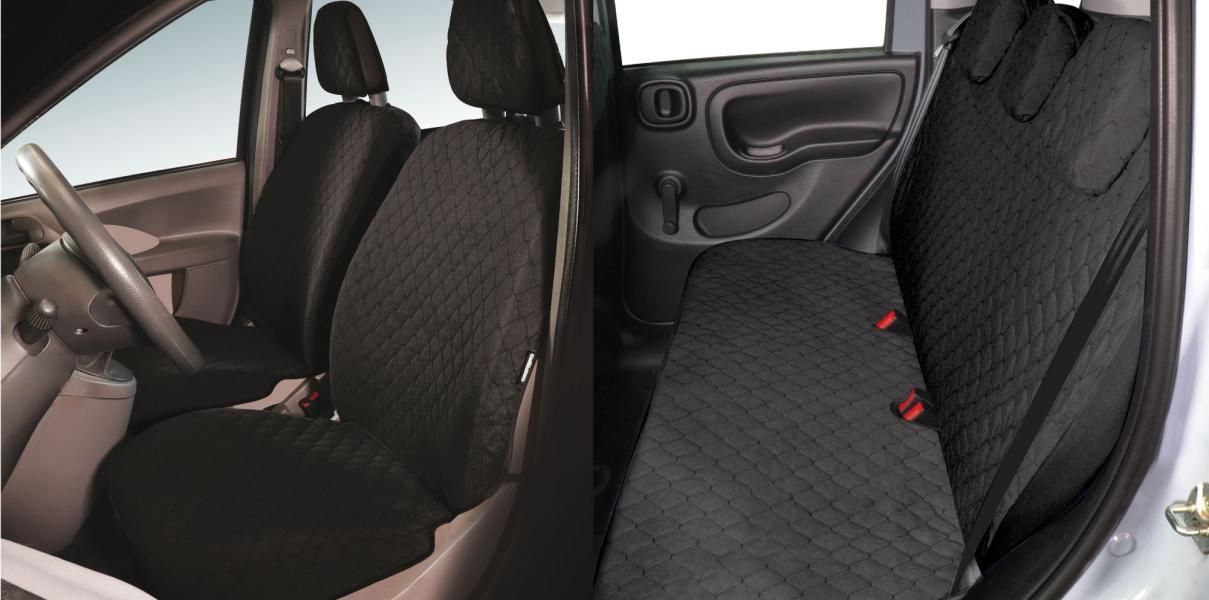 Cora Serie completa coprisedili personalizzati Fiat Panda 03> 5 posti post. intero tessuto cotone trapuntato antracite