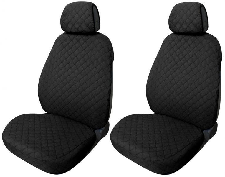 Cora Espresso front seat covers, special size, black quilted cotton fabric
