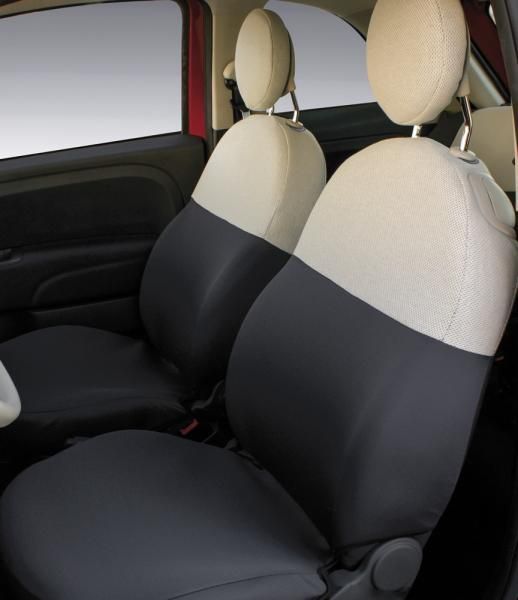 Cora Serie completa coprisedili personalizzati Fiat 500 07> post. intero tessuto misto cotone grigio/panna