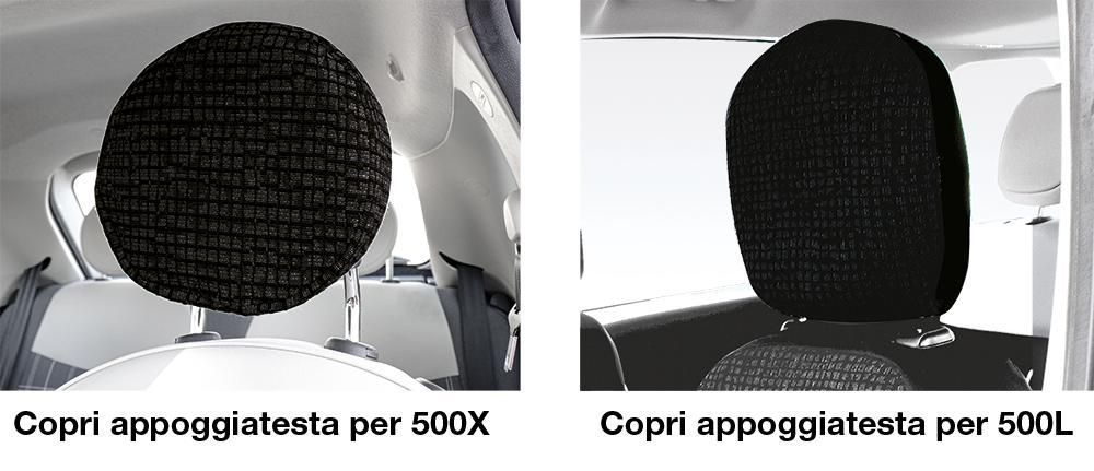 Cora Coprisedili anteriori personalizzati Fiat 500X-500L tessuto misto cotone mosaico nero